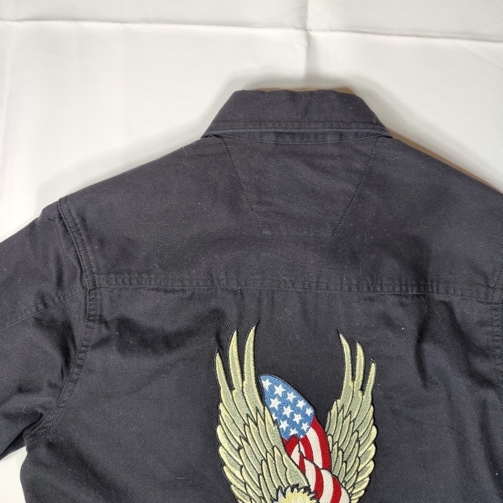 Harley Davidson Performance Snap Long Sleeve Shirt Black Eagle Women's XS Biker - Picture 4 of 15